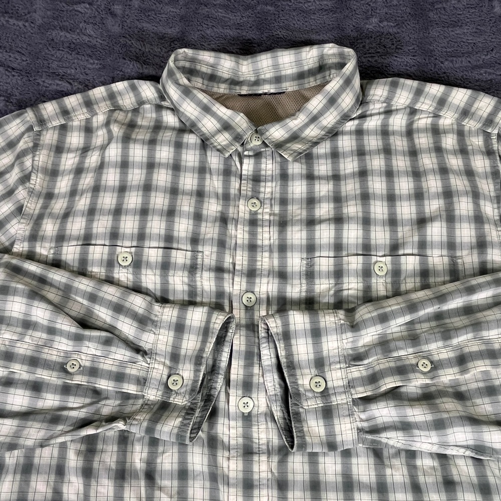 REI Co-op Mens XL‎ Gray Plaid Vented Hiking Shirt Long Sleeve Button Down AN821